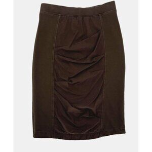Prairie Underground Lagenlook Organic Cotton Ruched Front Brown Skirt- Size M